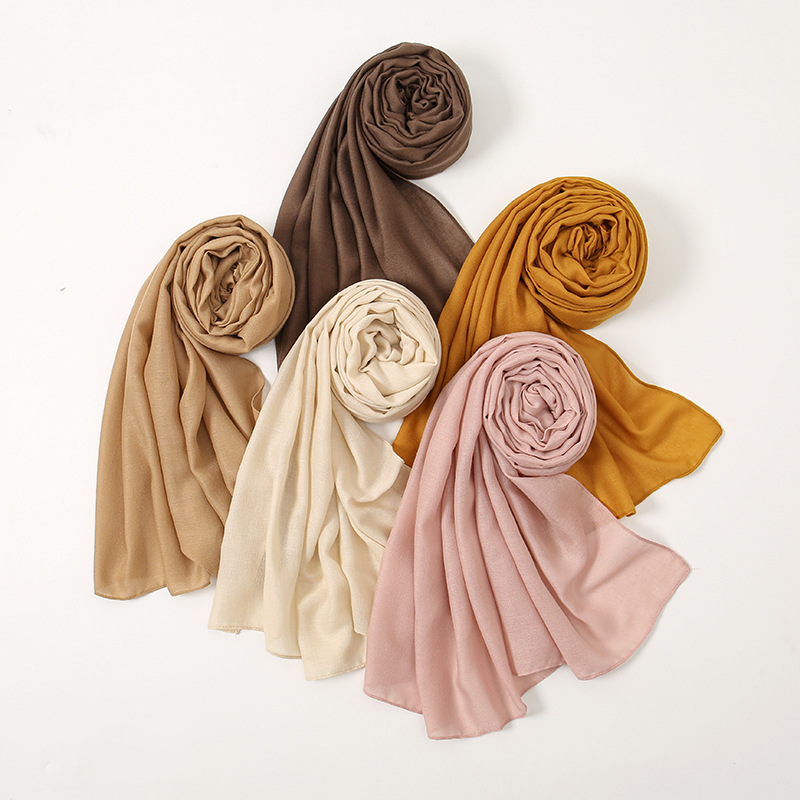 K446 2024 new hot sale retro solid color cotton and linen scarf thin sunscreen shawl headband decoration versatile women autumn