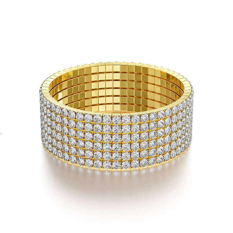 Stretchable VVS Moissanite Tennis Bracelet for Women and Men Gold Plated Sterling Sier Bijoux