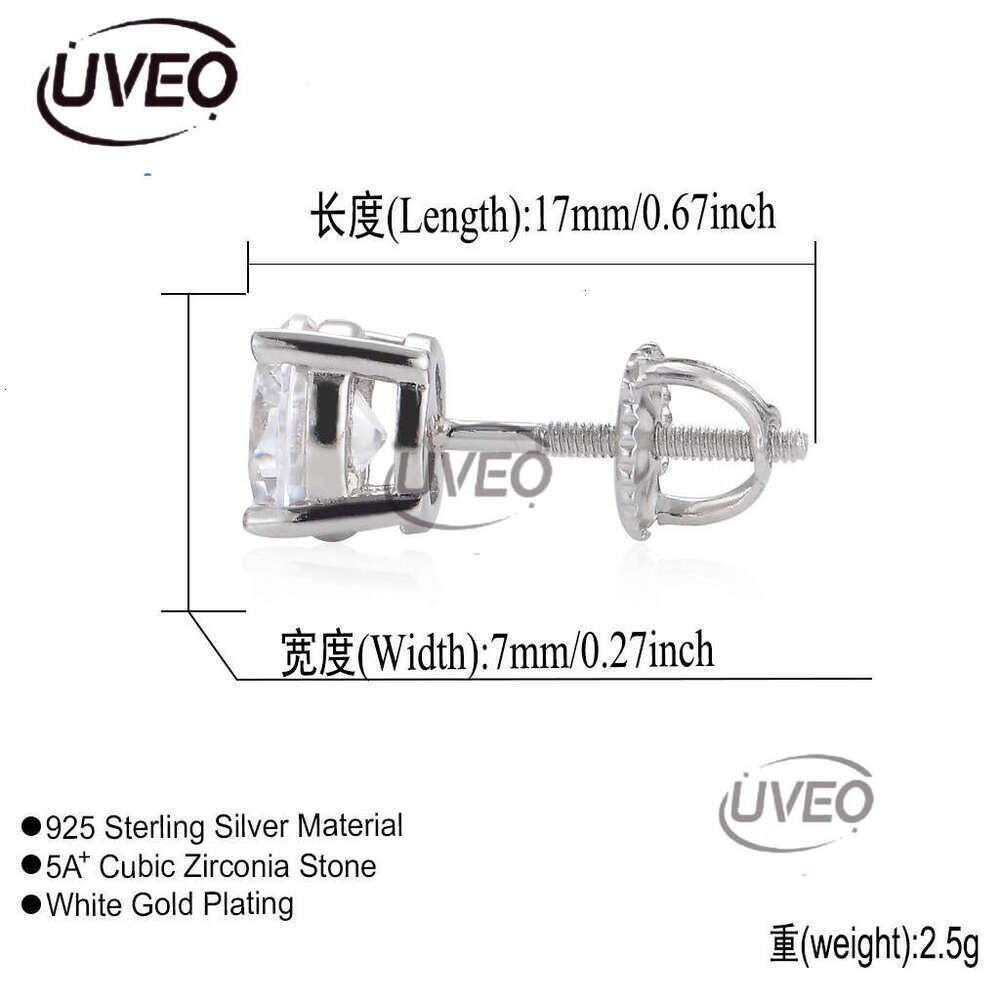 Luxury Hip Hop GRA Certificate Ice out VVS Moissanite 3mm 5mm 7mm earrings for men and women Free delivery