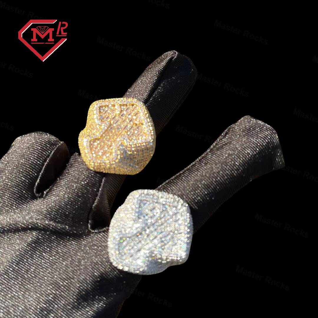 Master Rocks 925 Sterling Silver Hip Hop Jewelry Ring Cross Design Iced Out Baguette Moissanite Ring Men Vvs