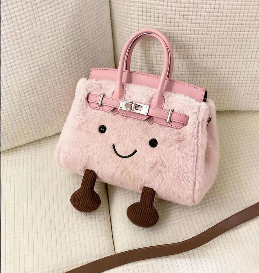 1121 Designer Cute Plush Storage Tote Cssbody Large Capacity Handbag Shoulder Dual Purpose For Women Smiling Face Christmas Gift Bag Best Seller