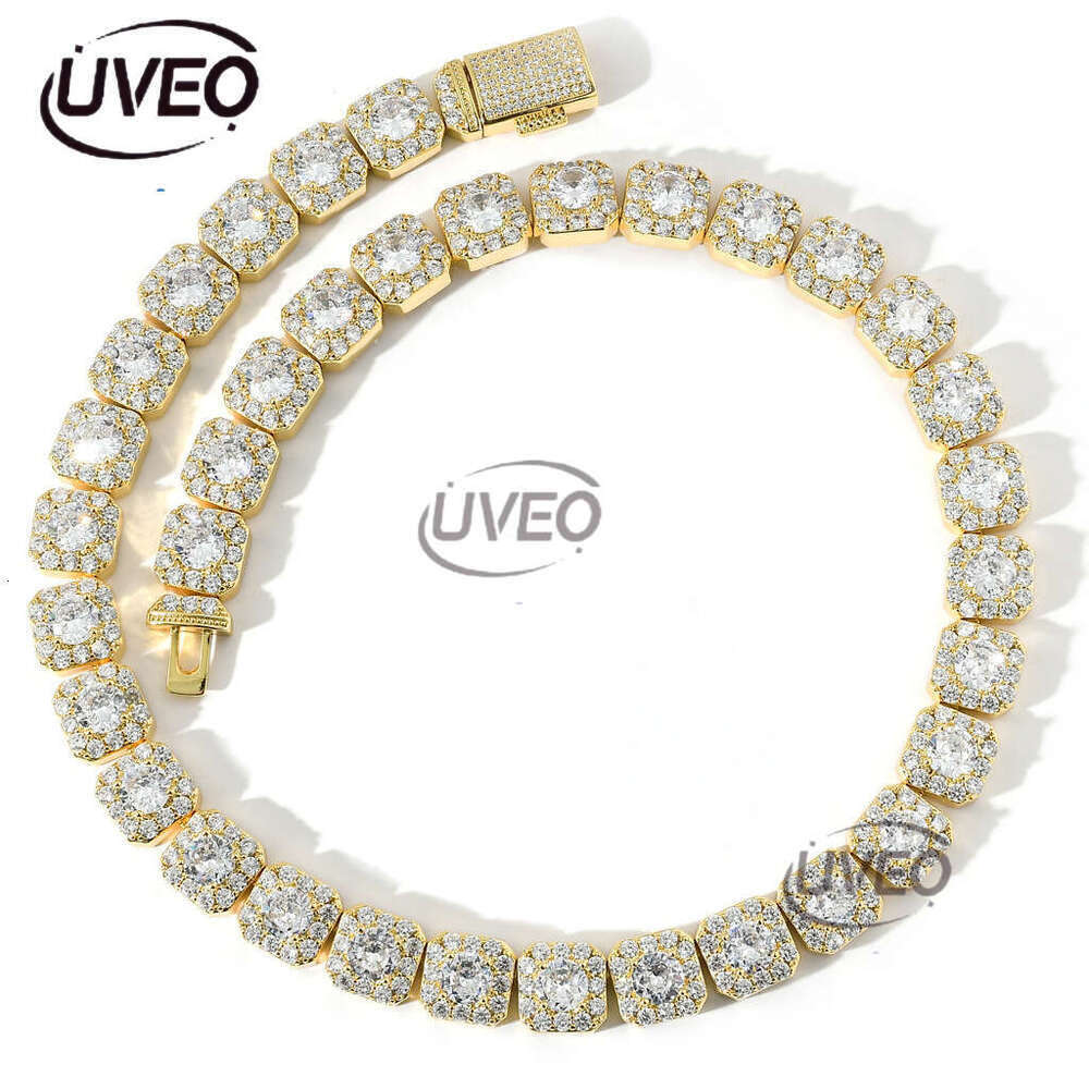 Luxury designer's new 10mm large ice out VVS Moissanite rock candy chain Men's and women's hip hop necklace bracelet Free delivery