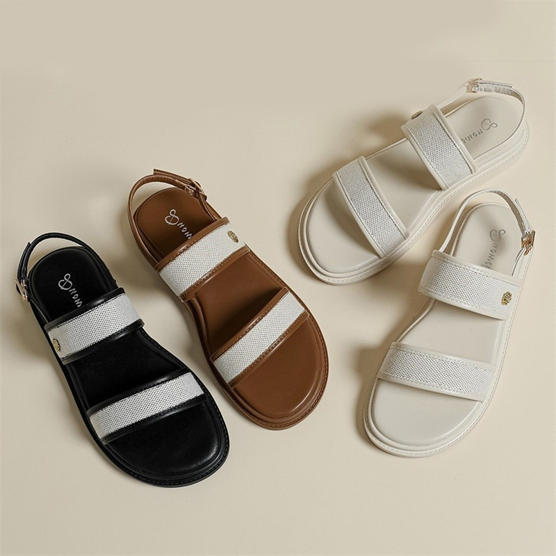 free shipping designer Sandals fashionable shoes women's summer black Low Heel Bohemian slipper