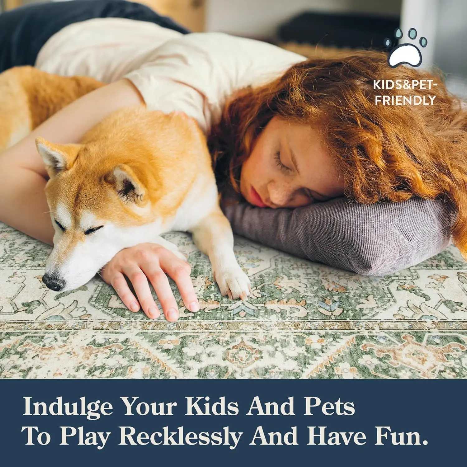 Washable Living Rug Soft Non-Slip Bedroom RugVintage Oriental Low-Pile Throw Indoor Dining Room Carpet for Home Office L1119 H260226