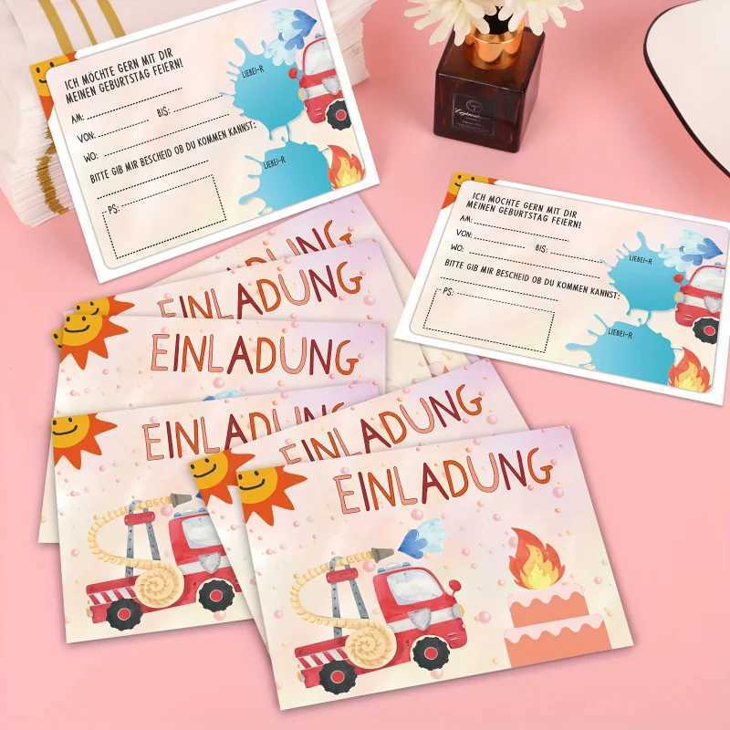 16 Pieces Anime Fire Brigade Invitation Cards Exquisite Fire Brigade Pattern Design Personalized Paper Material G251119