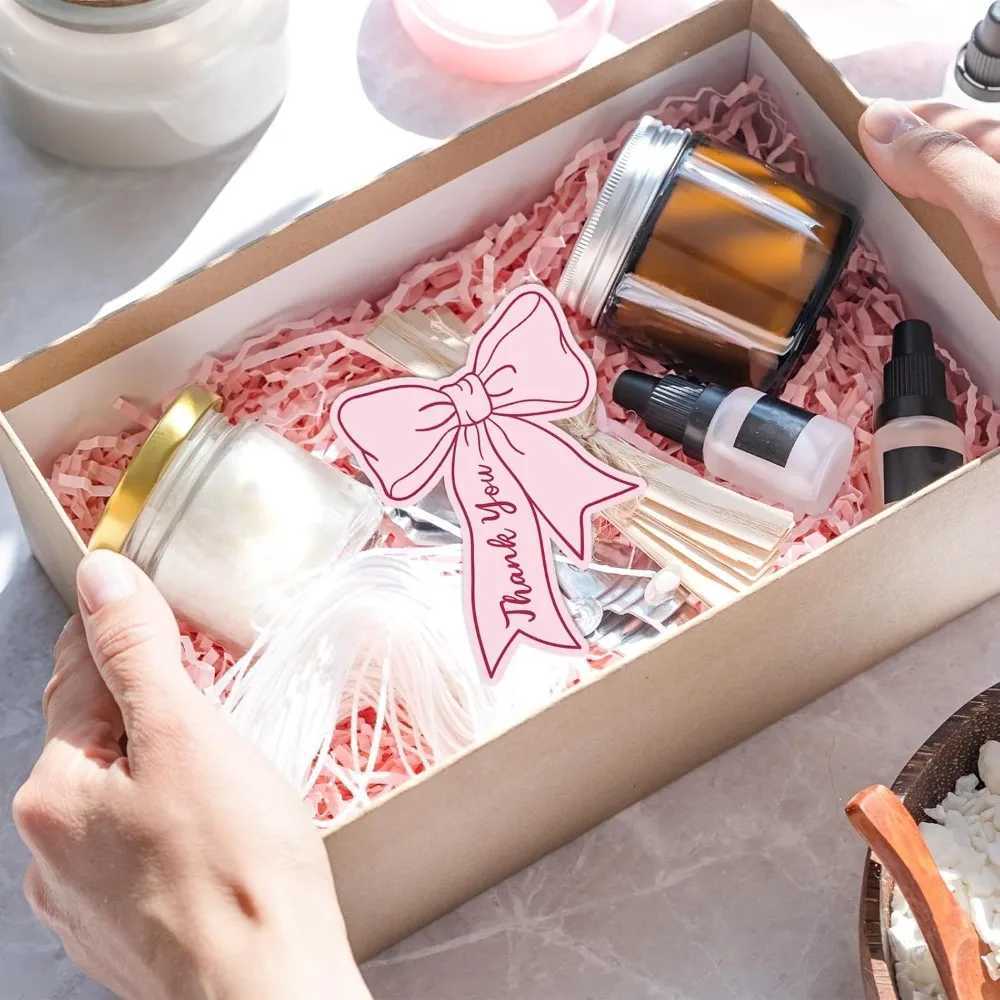 10/25/50pcs Pink Bow DIY Handwritten Family Party Gift Card Child Birthday Gift Card Restaurant Business Mini Thank You Card G251119