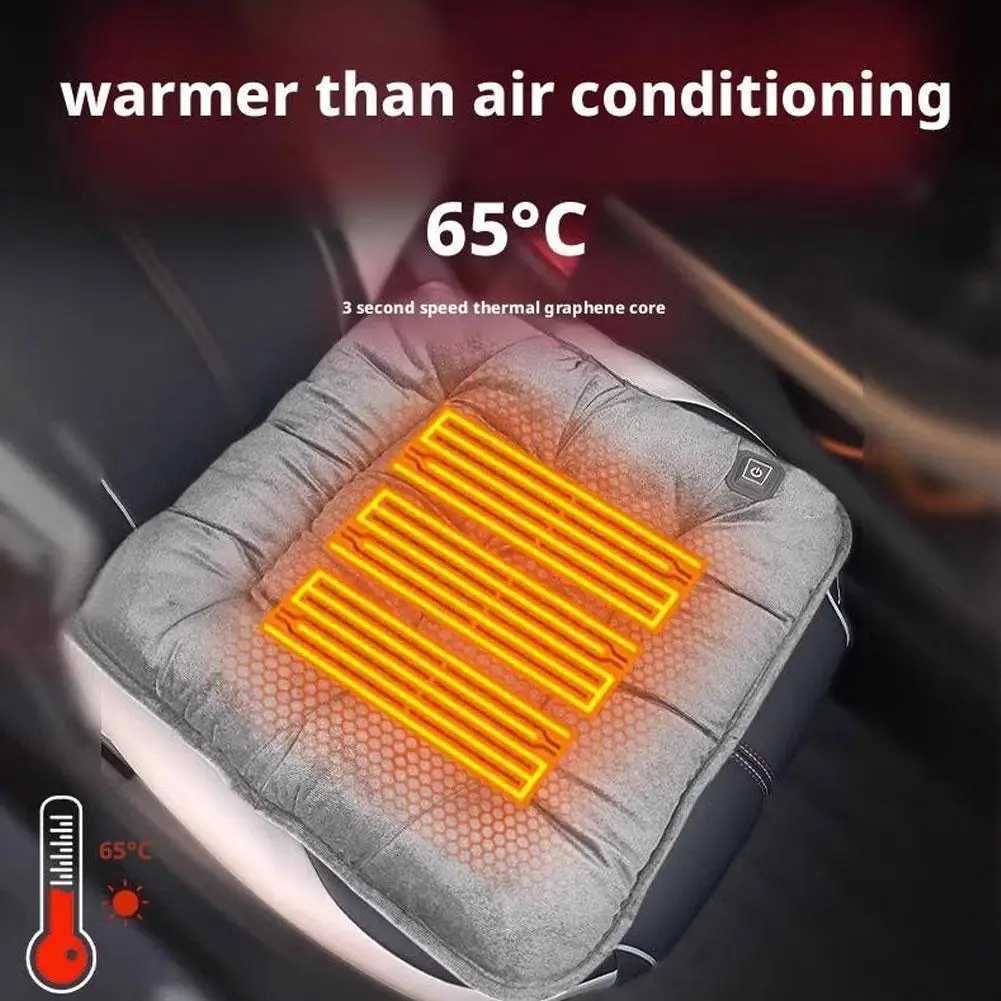 Car Heated Seat Cushion Graphene Winter Plush Seat Cushion 12V Car Universal USB Electric Heating Single-chip Pad AccessoriesM251119