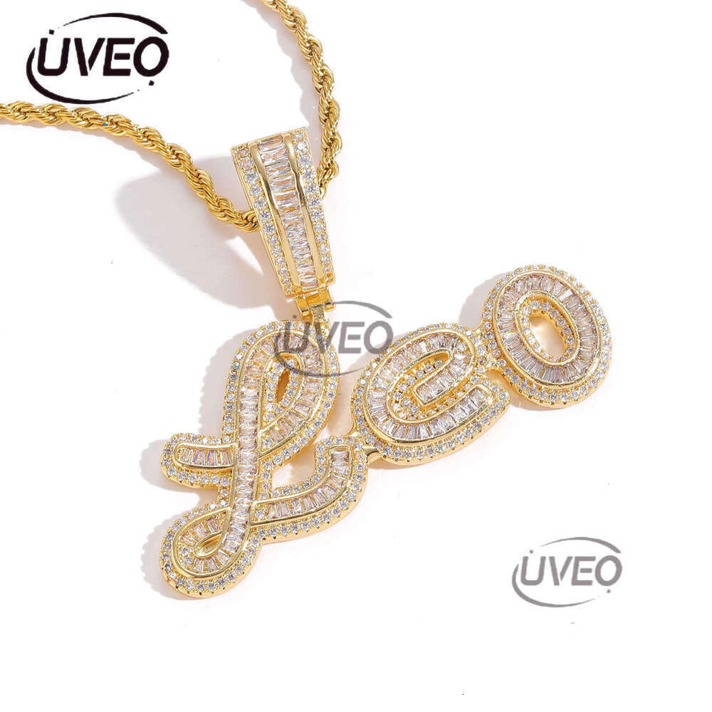 Luxury designer hip hop patchwork pendant Ice out VVS Moissanite ladder square Letter Men Women Hip hop necklace pendant