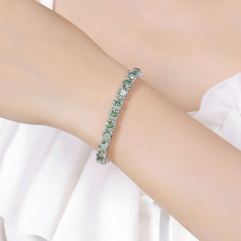 Oval Cut S Sterling Sier Fashion Jewelry Women's Tennis Silicon Stone Bracelet