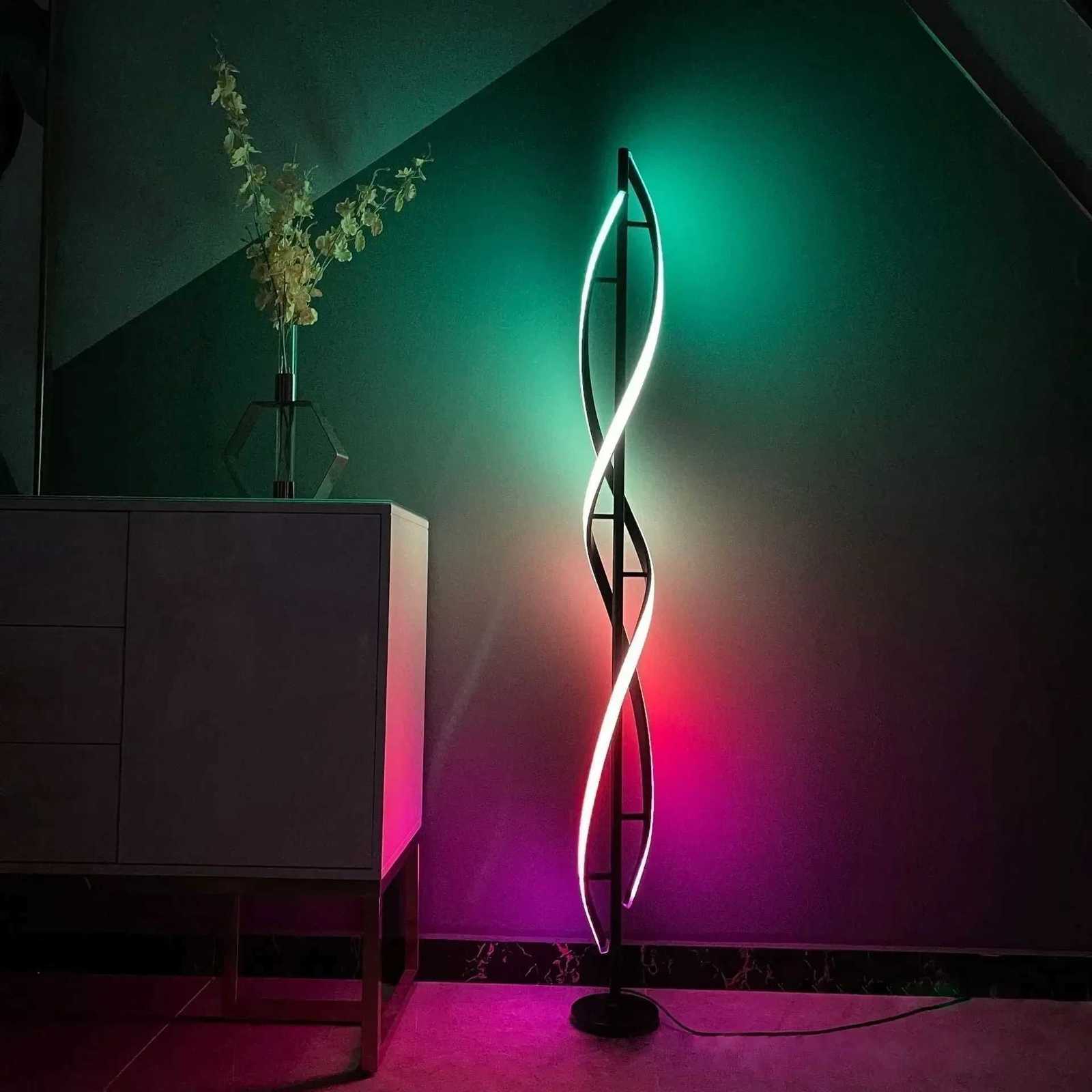 2025 Nordic Postmodern LED Floor Lamp RGB Livingroom Bedroom Study Hotel Line Without Main Light Spiral Vertical Luxury Corner L M251119