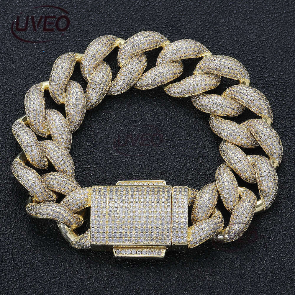 Luxury designer Necklace 18mm Foam Cuban chain spring buckle Ice Out VVS Moissanite Men's Hip Hop Necklace bracelet with free shipping