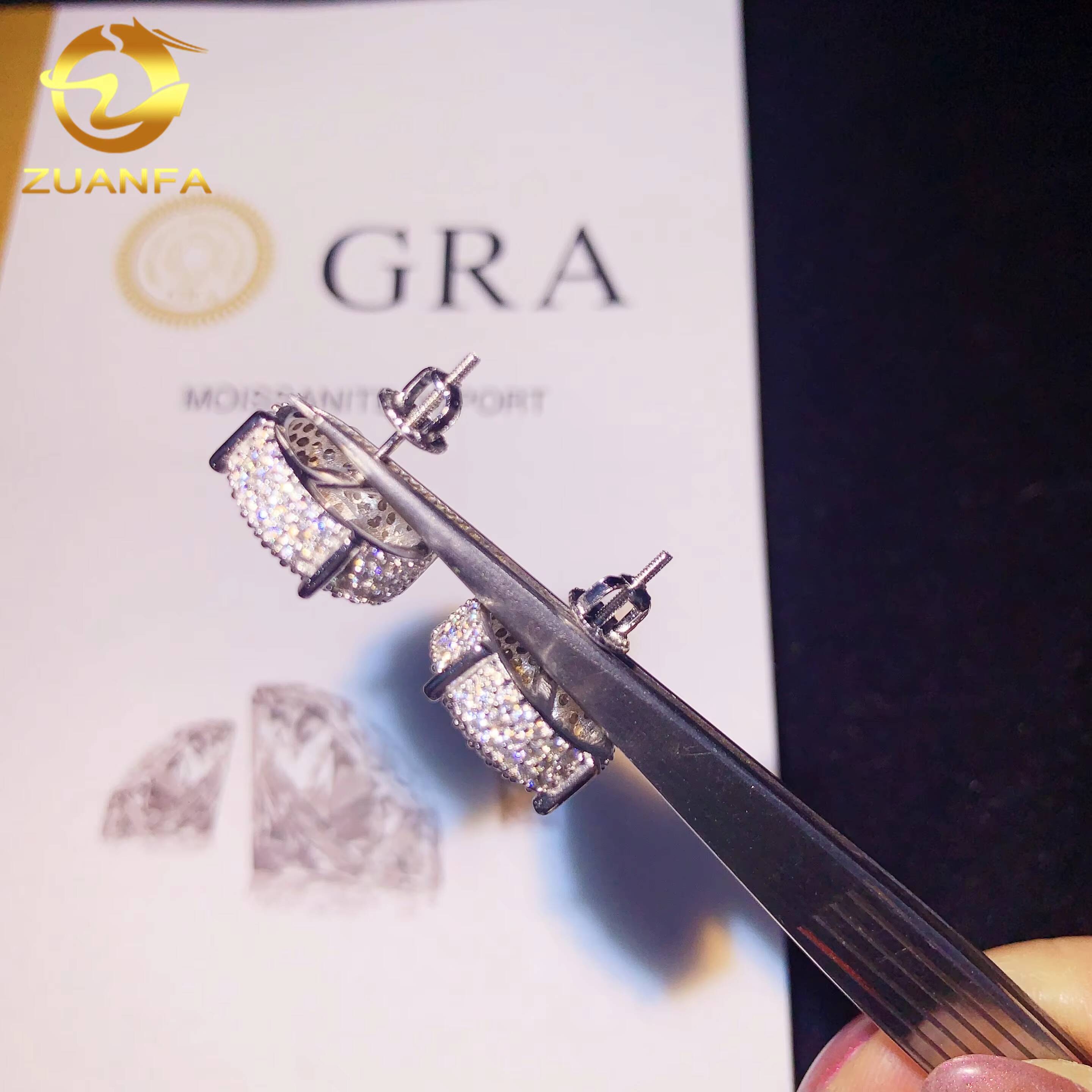 Size Large 14mmmm Circle Stud Earrings Moissanite 925 Sterling Silver Fine Jewelryhip Hop Jewelry Mens Moissanite Earrings