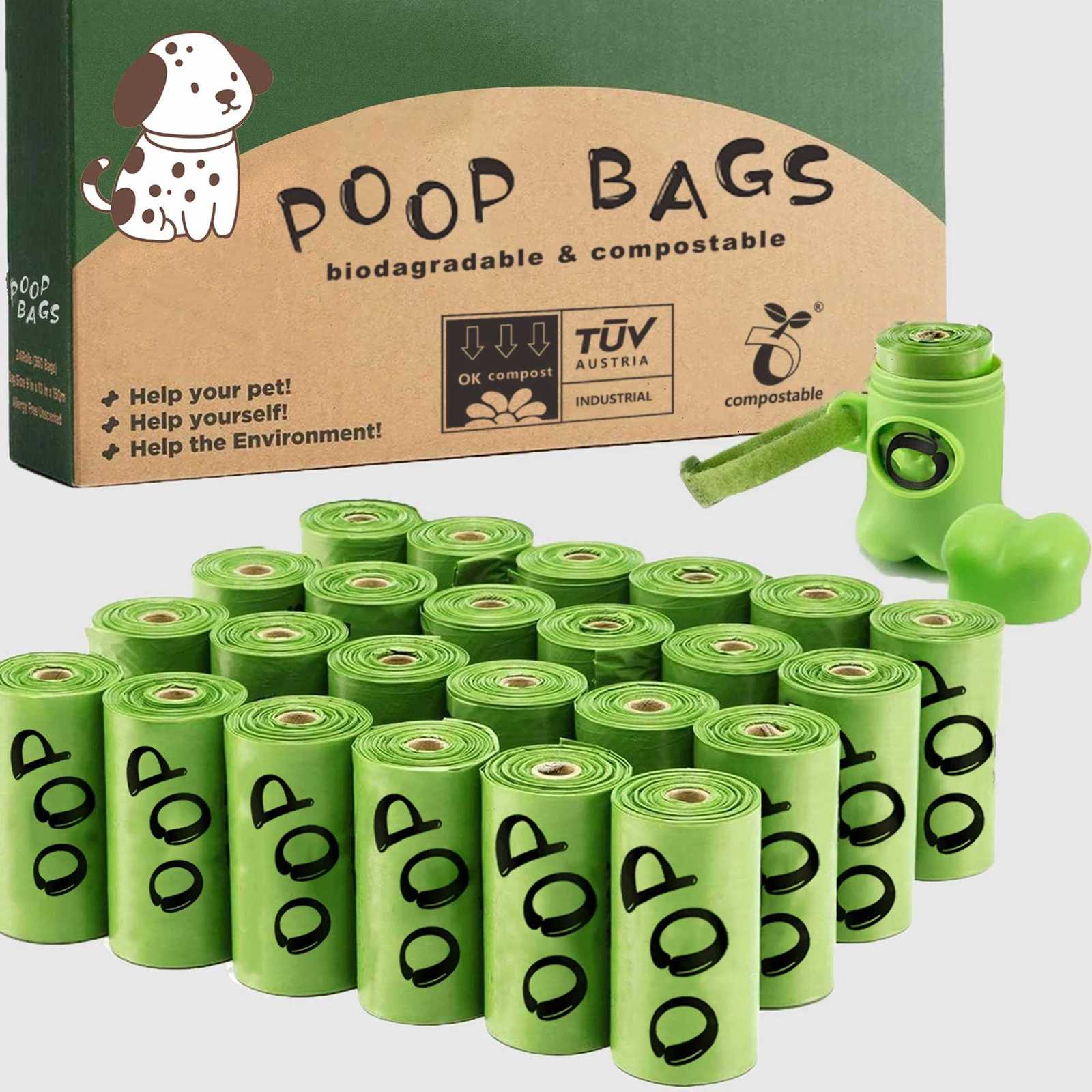 Certified Compostable Dog Poop Bags Biodegradable Poop Bags for Dog Leakproof Plant Based Extra Thick Eco-Friendly Pet Waste bag C251119