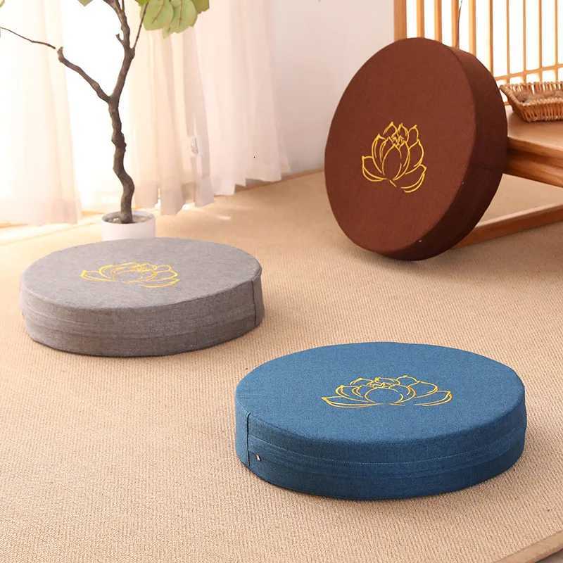 Yoga Meditation Cushion Round Thickened Embroidered Lotus Cushion with Backrest and 406cm Tatami Is Removable WashableM251119