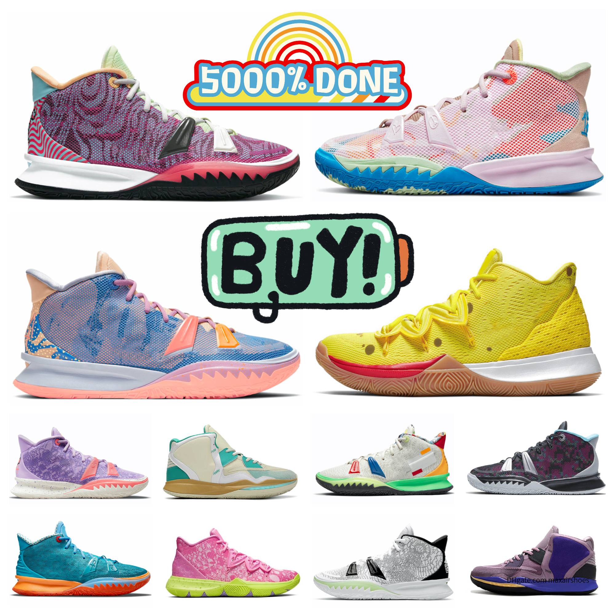 Kyrie 7 Mens Basketball Shoes One World 1 People Chip Light Bone Kyries 5S Sponge Sandy Creator Hendrix Horus Rayguns Daybreak Squidward Men Trainers Sports Sneakers