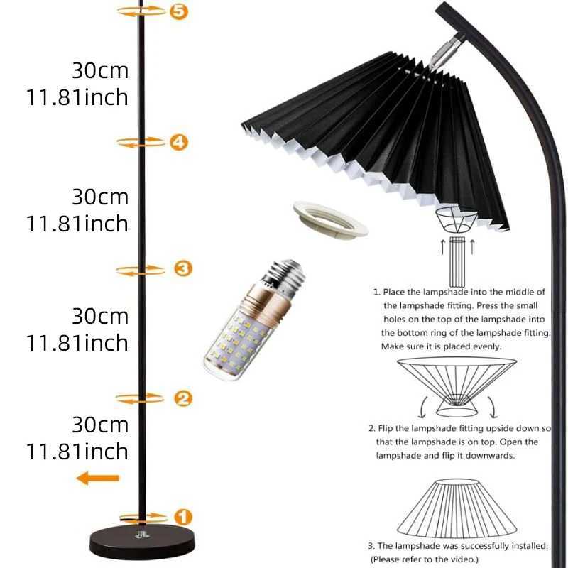 Nordic Pleated Fabric Floor Lamp Modern Simple Standing Light Living Room Decor Sofa Bedroom Led Bedside Floor Lamp Night Light M251119