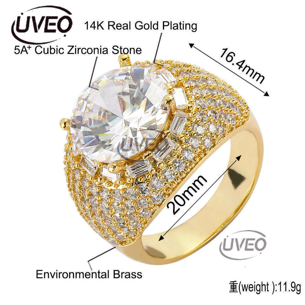 Luxury Hip Hop through the tester pigeon egg copper sleeve with large sterling silver ice out VVS Moissanite, men's and women's rings Free d