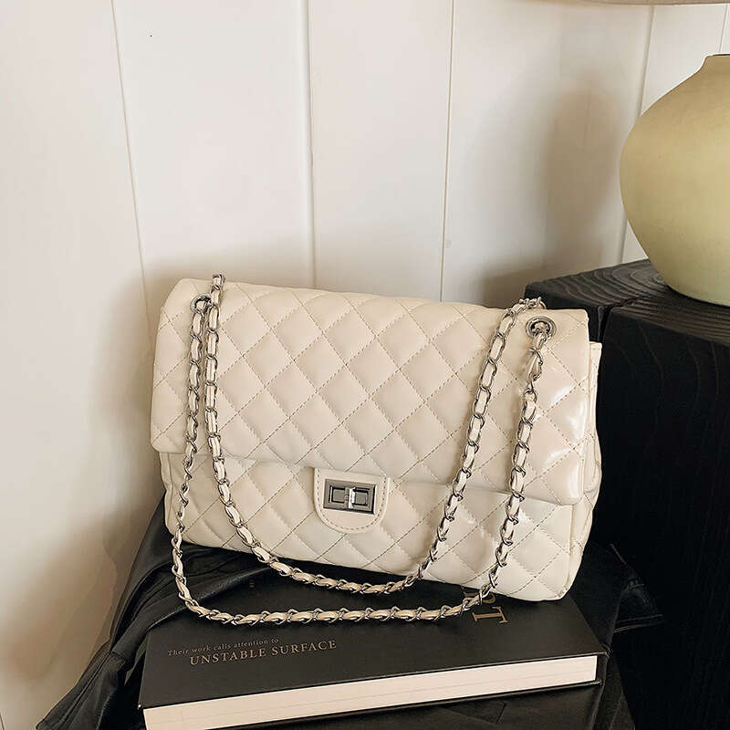 Women's Commuter Large capacity women's shiny face airport Diamond grid chain shoulder Tote bag