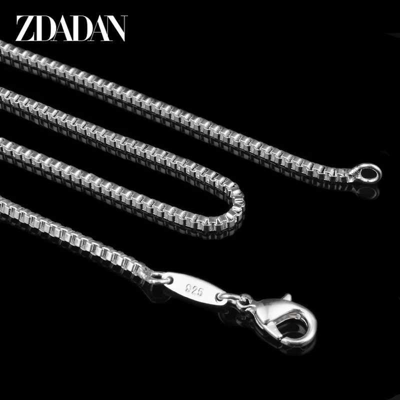 ZDADAN 100% genuine 925 sterling silver 2mm box chain necklace suitable for womens fashion jewelryT250418