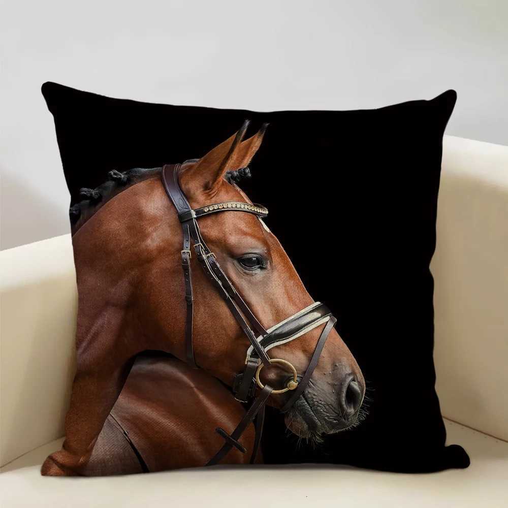 Animal Horse Cushion Cover Beautiful Horse Pattern Sofa Cover Home Living Room Art Decoration Cushion Cover 45x45cm LinenM251119