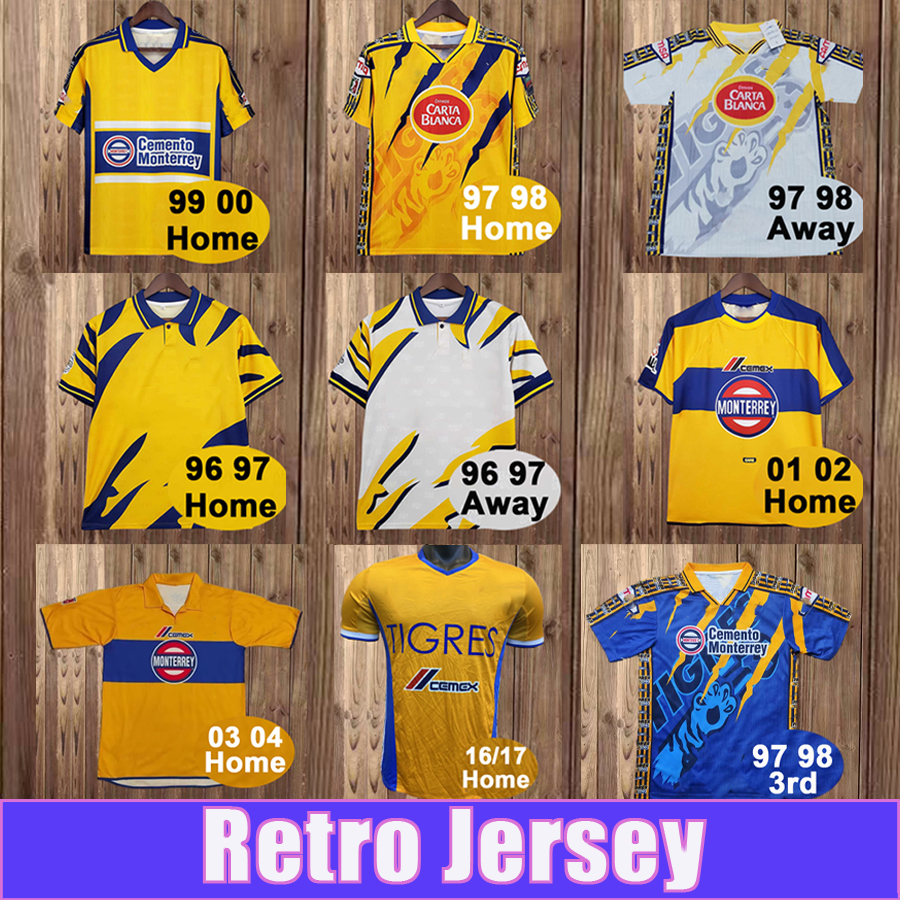 1996 2016 Tigres de la UANL Retro Soccer Jersey GIGNAC RODRIGUEZ JIMENEZ ZELARAYAN AYALA Home Away 3rd Vintage Football Shirts