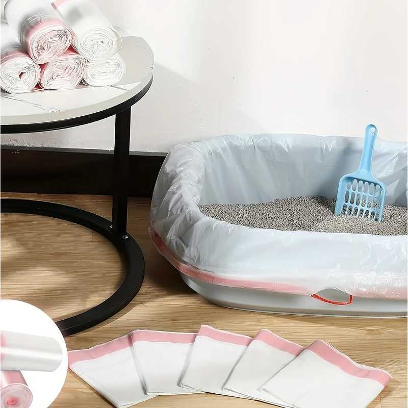 1 Roll Drawstring Cat Litter Bag Portable Cat Litter Box Cleaning Bag Suitable for Pet Store Household Cleaning Tools C251119