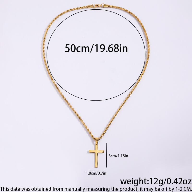Titanium necklace, stainless steel men's high grade Fried Dough Twists chain, double cross, fashionable, versatile and colorfast pendant