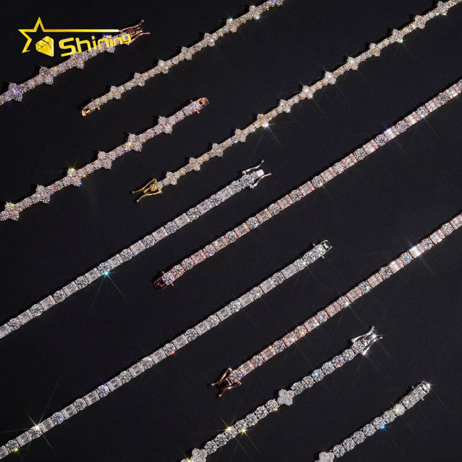 Hip Hop Fancy Design 925 Silver Tennis Moissanite Chain Custom GRA Certificated Pass Diamond Tester Moissanite Necklaces