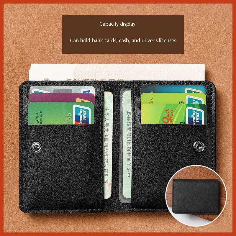 2025 Womens New Simplified Folding Button Small Wallet Soft Leather for Drivers License Male Student Card BagT251119