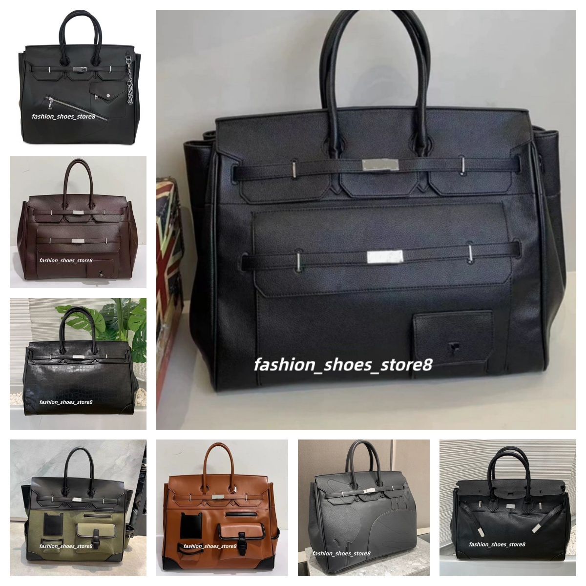 Totes Men Unisex Cargo 46cm Bags Handbag Canvas Leather Large Capcity Handswen Luggage Bag Short Distance Travel Trendy Brand