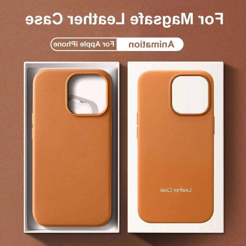 Official Original Animated Leather Cases iPhone 16 13 14 Pro Max for Magsafe Magnetic Wireless Charging Cover For 15 Plus High quality AAAAA