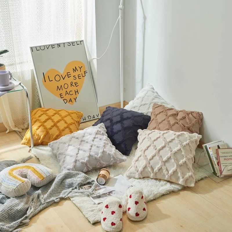 1/2Pcs 30x50cm 45x45cm Black Covers Plush Fluffy Cushion Covers for Farmhouse Rustic Gift Covers Christmas DecorM251119