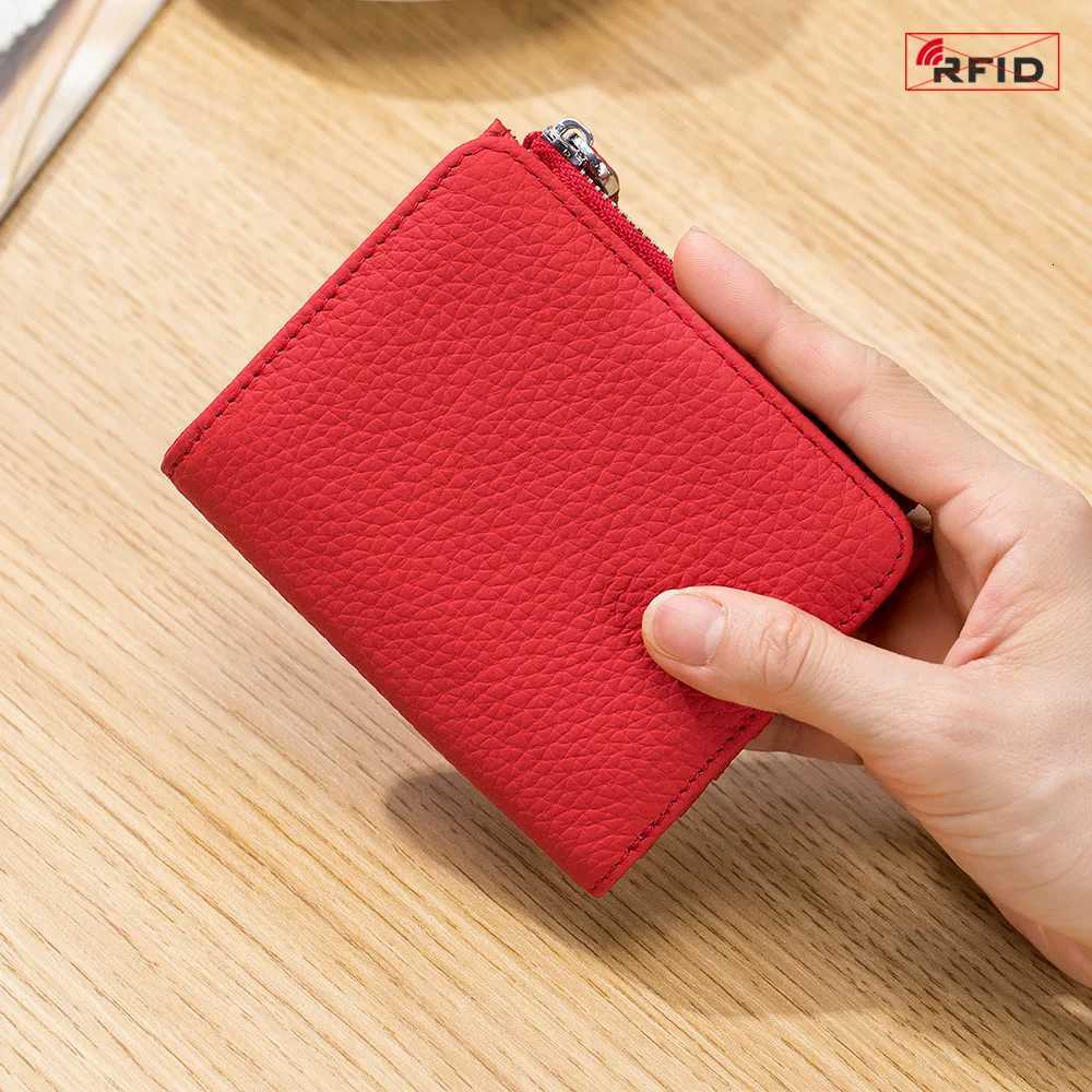 Fashion Ultra Thin Short Wallet RFID Genuine Leather Wallet for Men Card Bag Womens Wallet Zipper Coin Purse Credit Card HolderT251119