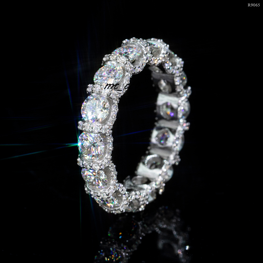 Wholesale Factory Price Bling Iced Out Moissanite Jewelry 925 Silver Diamond Jewelry Hiphop Eternity Moissanite Ring