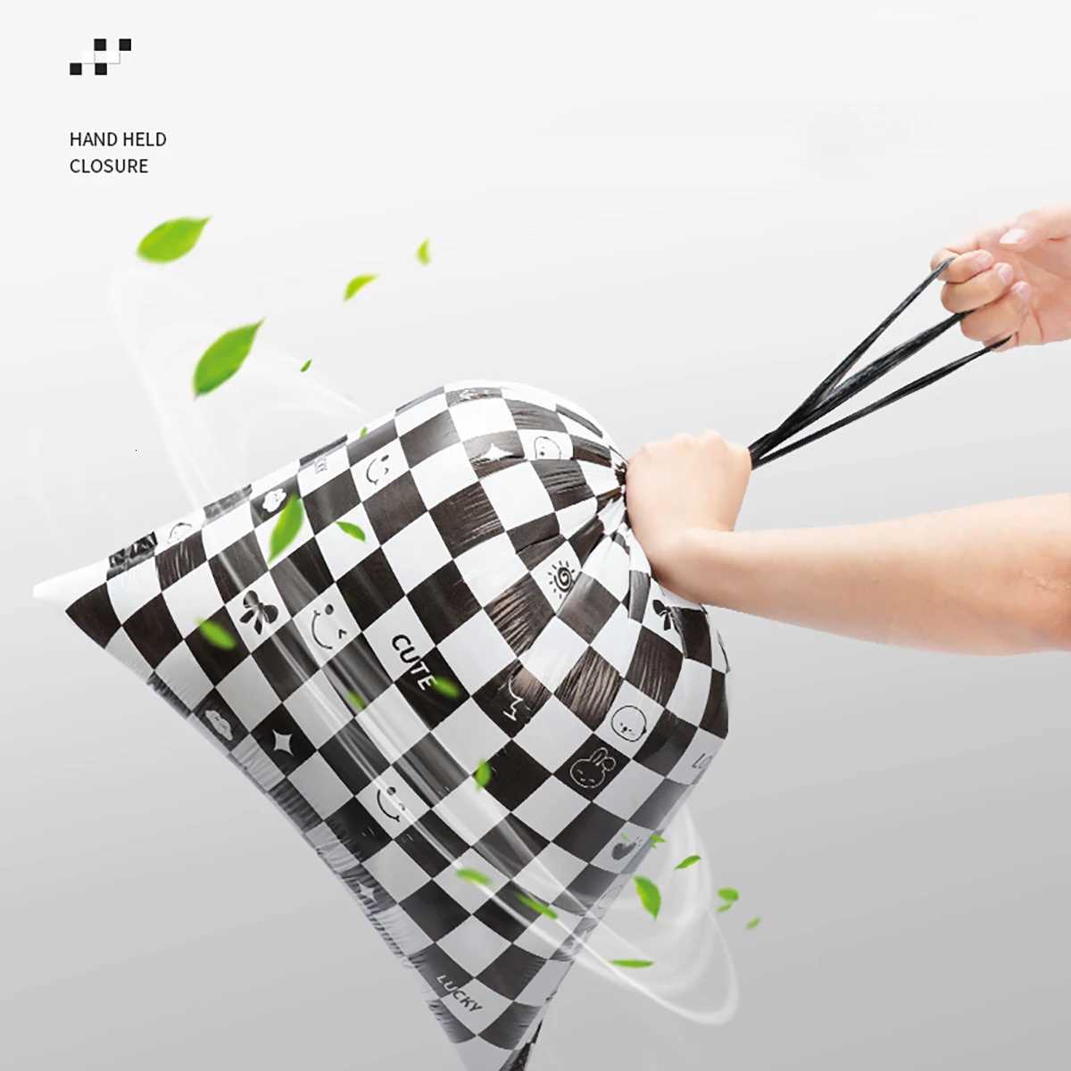 Thickened Durable Tear Free Drawstring Garbage Bag for Household Kitchen Automatic Closing - New Improved Design C251119