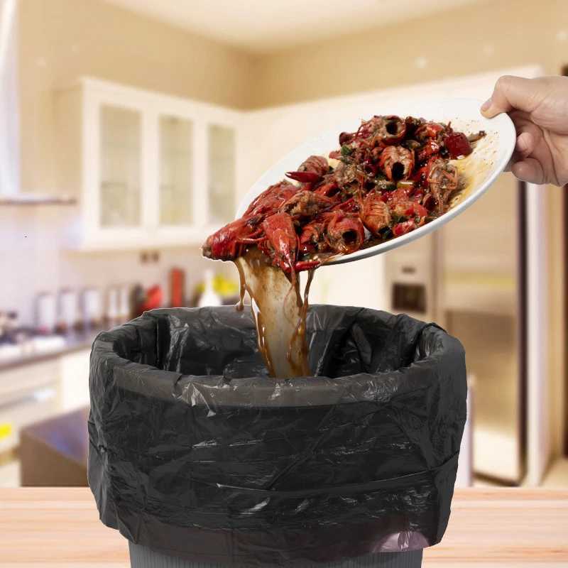 Black Drawstring Garbage Bag Trash Can Liner 12 rolls of 1/5 rolls of 1 pack 60 pieces 45cm17in50cm19in C251119