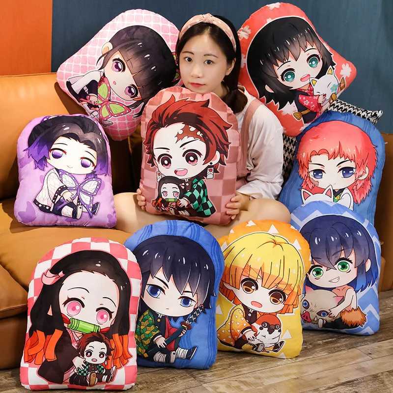 Kimetsu No Yaiba Plush Stuffed s Demon Slayer Dakimakura Cute Anime Throw Kawaii Dolls Tanjirou Nezuko Back CushionM251119