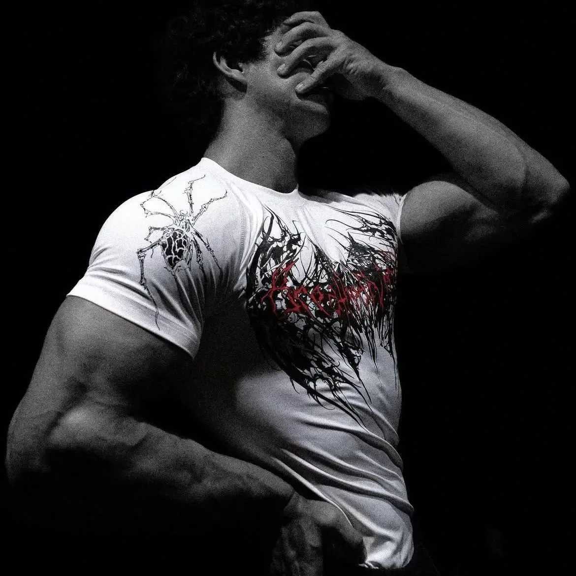 Breathedivity Muscle Fit Tee Mens Compression High Stretching Fast Drying Breathable Gothic Street Wear Y2K Gym Training TopW250419