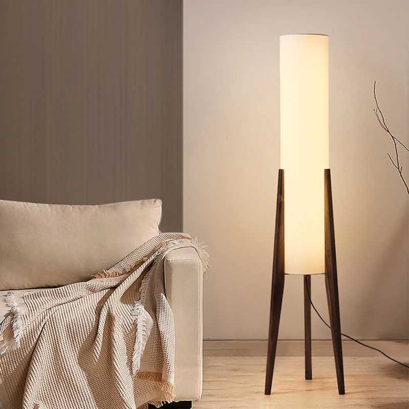 Solid Wood Floor Lamp Nordic Art Simple Modern Lamp Shade Fabri Bedroom Living Room Decor Reading Restaurant Living Room Standin M251119