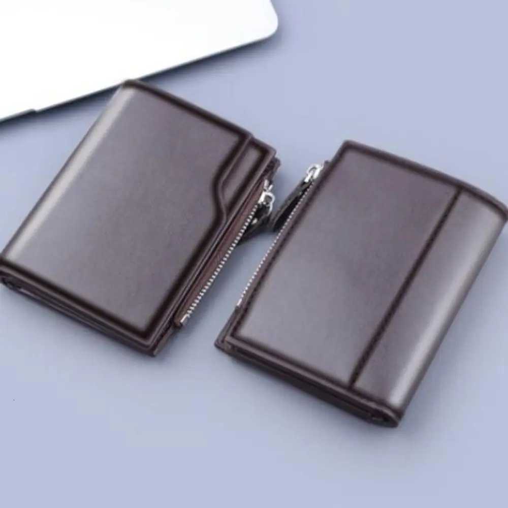 Mens PU Leather Wallet Clutch Bag Solid Color Card Holder Business Short Wallets Zipper Large Capacity Vintage Male PursesT251119