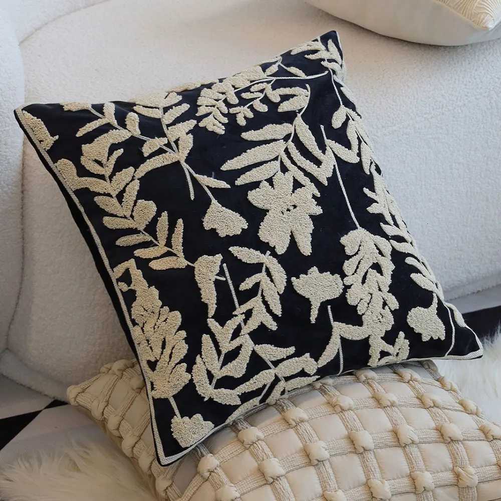 Floral Embroidery Decorative Throw Cover Nordic Style Sofa Living Room Soft case 45x45 Cushion Covers Home DecorM251119
