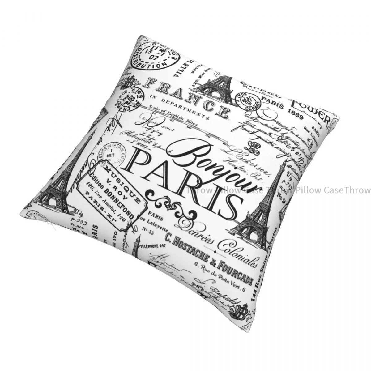 Vintage Paris Black And White Nostalgic Pattern Cojines Throw Case Cushion Covers Home Sofa Chair Decorative BackpackM251119