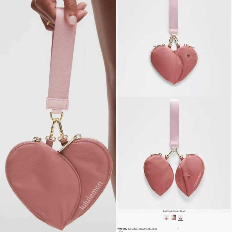 2025 Spring Heart Fashion Womens Wrist Bag Portable Simple Letter Card Holder Mini Coin Purse Handbag T251119