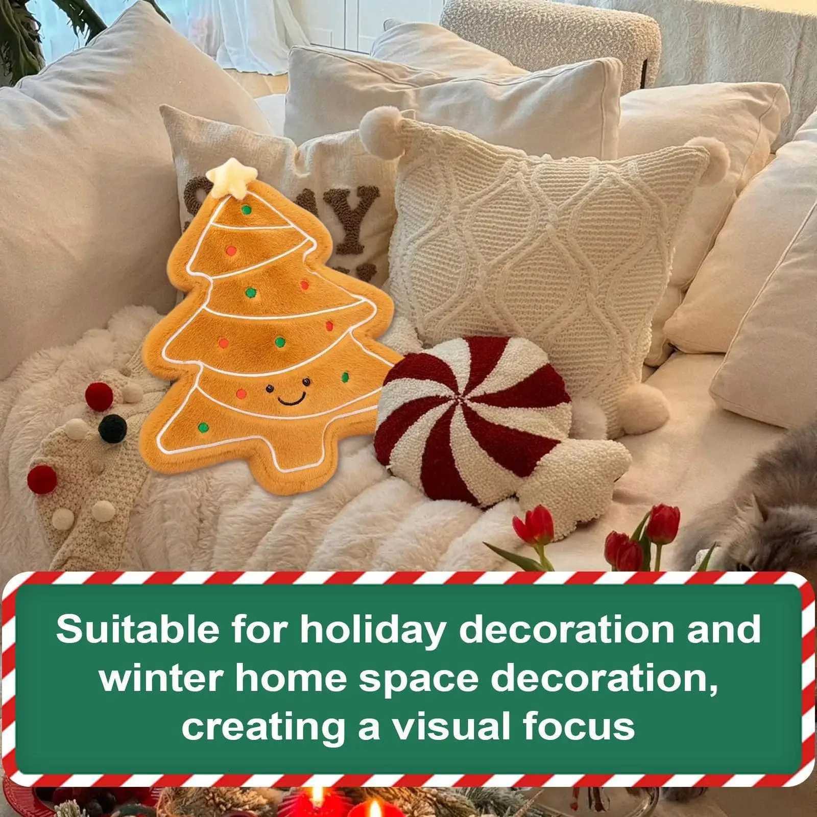Christmas Throw s Plush Christmas Tree Gingerbread Sofa Cushion Couch Lumbar s For Interior Designers Bedroom OfficeM251119