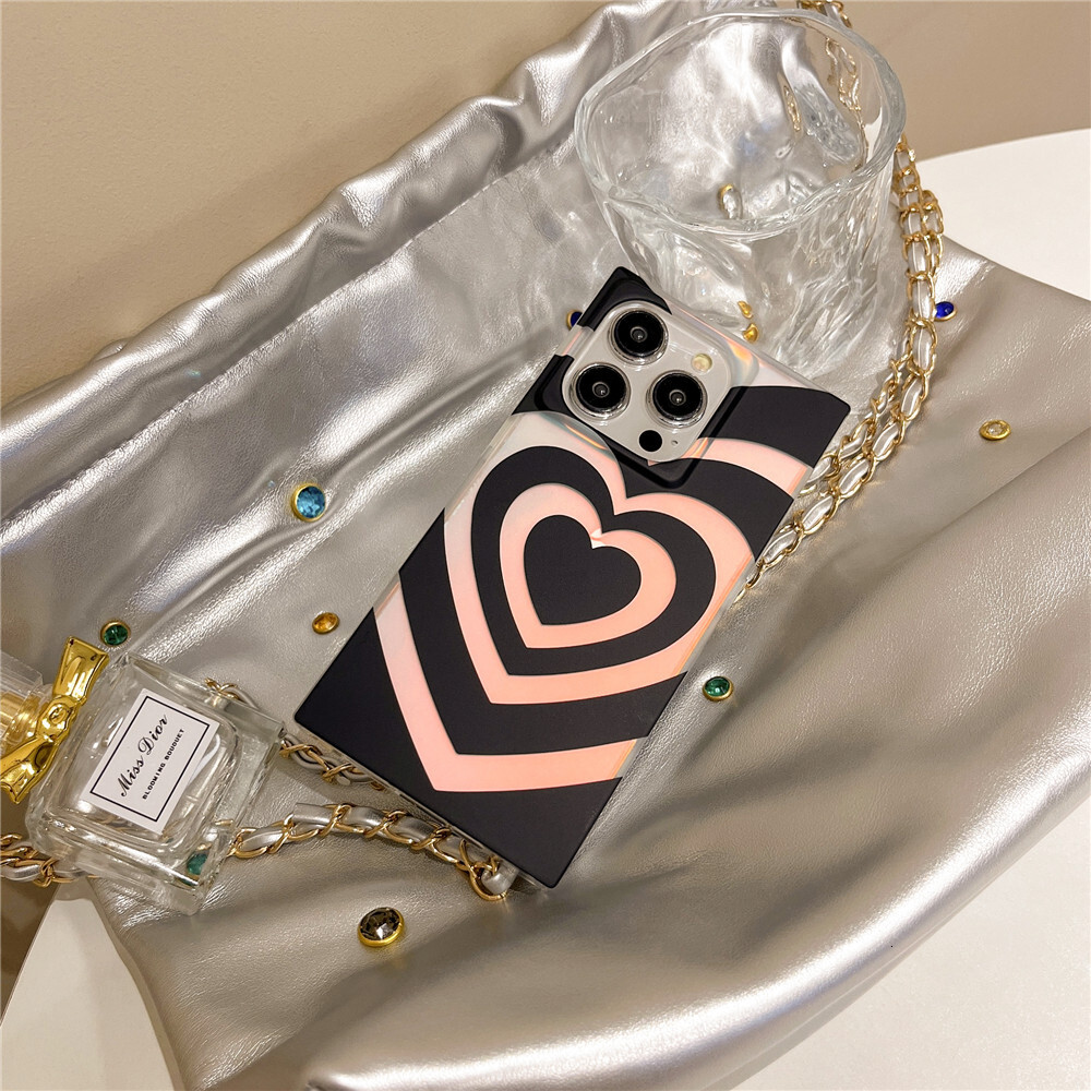Laser Gradient Heart Phone Case Compatible with iPhone 17/16/15 Pro Niche Shockproof Protective Case iPhone 14/13