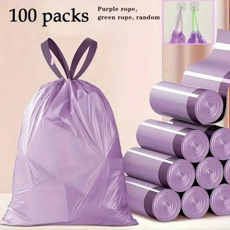 100pcs Household Portable Trash Drawstring Bags Party Purple Trash Bags C251119