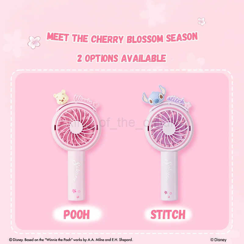 Disney Cherry Blossom Season Series 1200mAh handheld fan Stitch and Pooh Peripheral Cute ornament Girl Children Birthday present W20250419