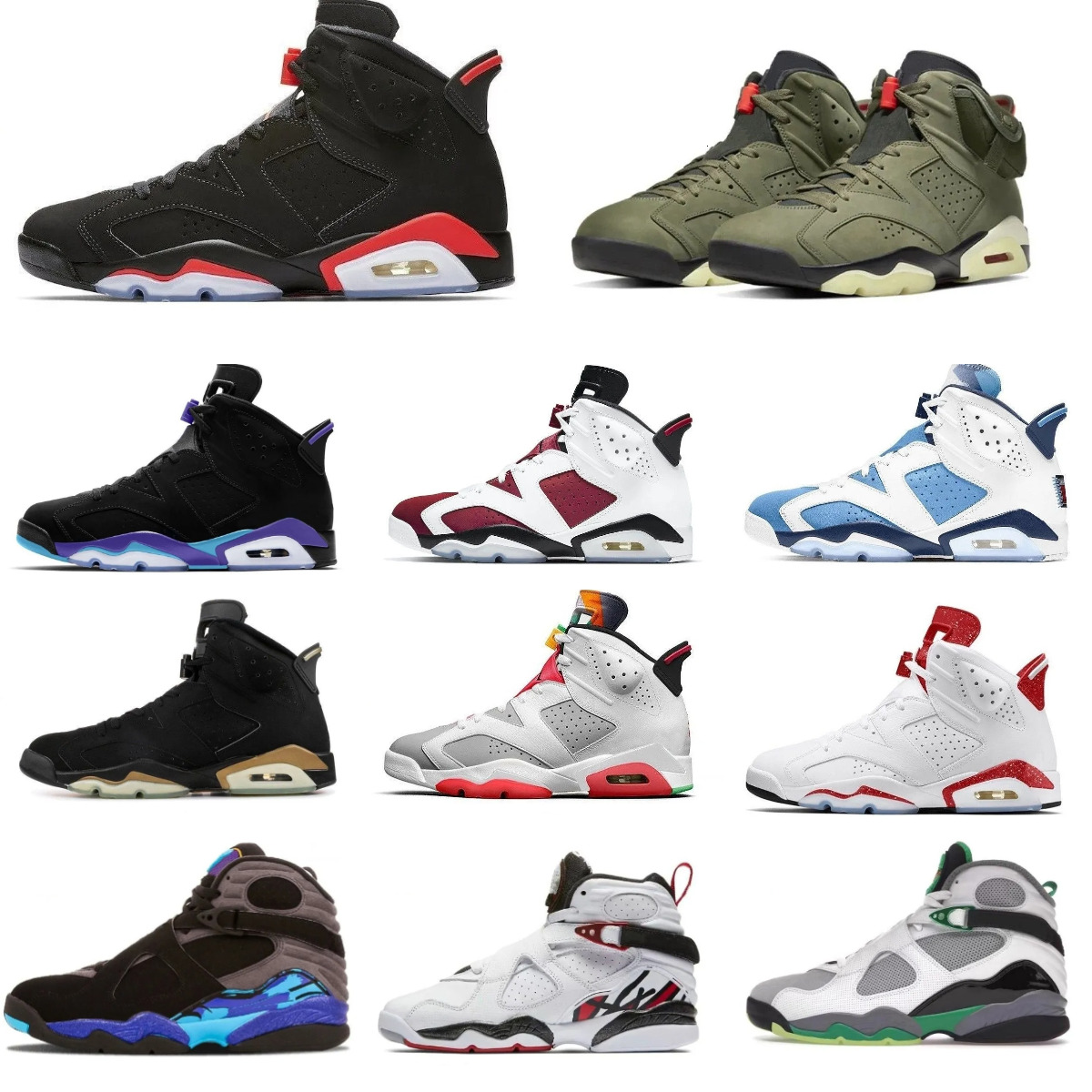 Jump Mans 6 J6 J8 Basketball Sports Shoes Retroes Trainers 6S 8 8S TS Tinker Alternate Afro Barely Grape Aqua Blue Chrome Pine Green Black Infrared Outdoor Sneakers S91