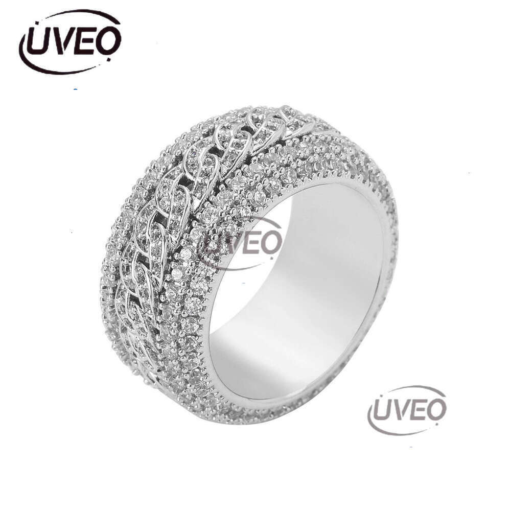 Luxury designer Rotatable Ring Men's and Women's Hip Hop Real Gold Plated Sterling Silver with Ice out VVS Moissanite rotatable Hip Hop Ring