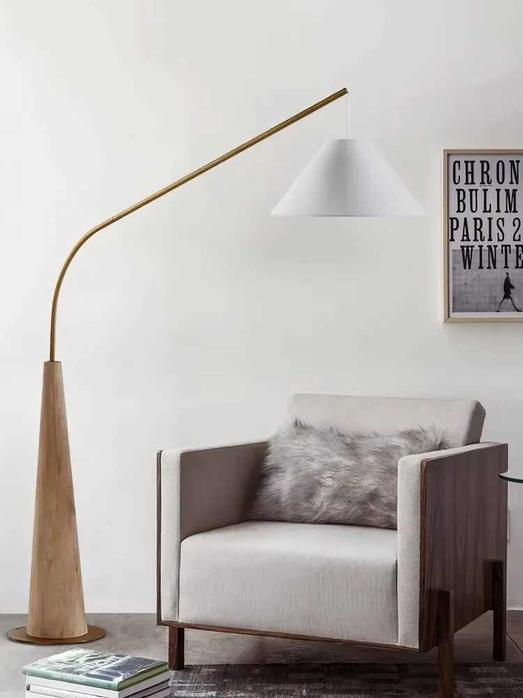 Modern Minimalist Walnut Fishing Floor Lamp Living Room Bedroom Bedside Lamp Study Art Home Decoration Led Floor Lights M251119